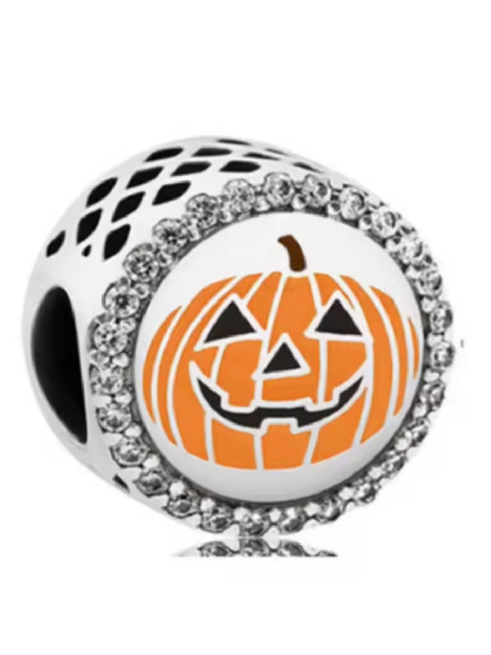 NWOT Halloween Pumpkin Bead Charm Sterling Silver 925